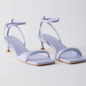 Tibi Cameron Light Lavender Kitten Heel Sandals Square Toe 38